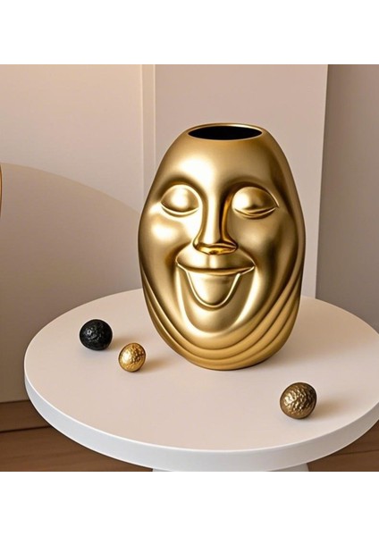 Gold Bohem Tarz Face Tasarım Seramik Trend Iskandinav 23 cm Büyük Xl Sevimli Surat Bonci Vazo fiyatları