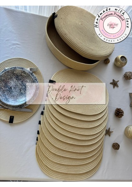 14 Parça Set Oval Gold Tress Supla Amerikan Servis Hediyelik Yemek Masası Davet Masası