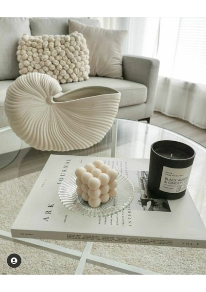 Krem Rengi Snail Salyangoz Vazo Xl Boy 25*17 cm Seramik Modern Şık Vazo Dekorasyon Salon Ev Otel