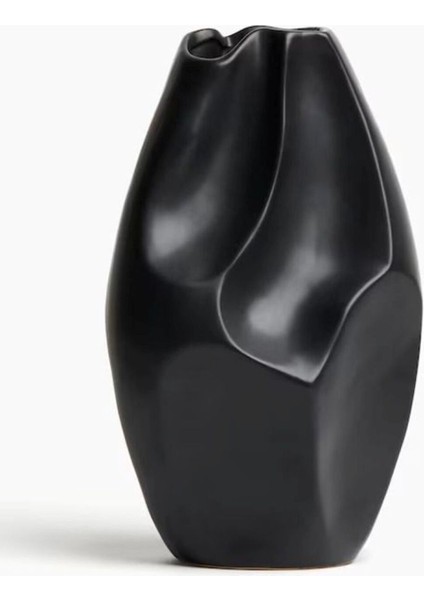 Vazo Seramik Siyahi Modern Xl Boy 32 cm Avrupa Japandi Iskandinav Tarzı