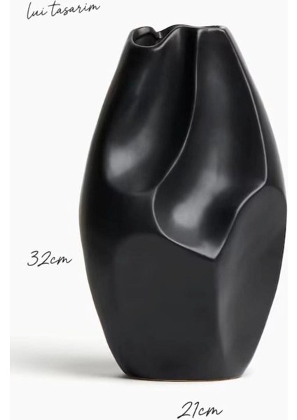 Vazo Seramik Siyahi Modern Xl Boy 32 cm Avrupa Japandi Iskandinav Tarzı fiyatları