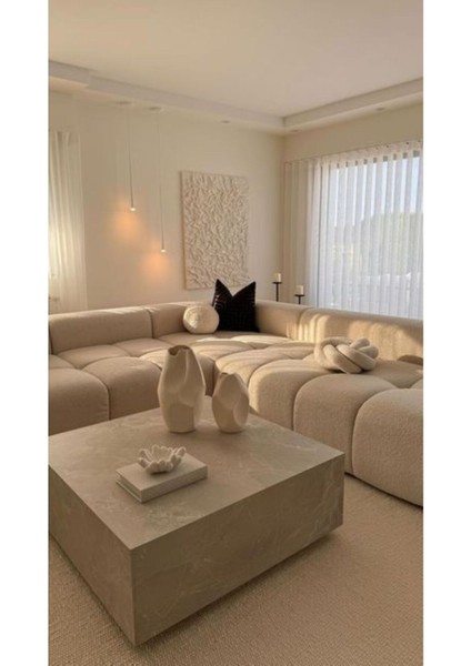 Krem Renk Seramik Vazo 2'li Set Emila Dekoratif Vazo Modern Sade Şık 32CM 25 cm modelleri