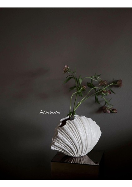 Istiridye Inci Vazo Krem Renk Xl Boy 32CMPEARL Seramik Modern Şık Vazo Dekorasyon Salon Ev Otel fiyatları