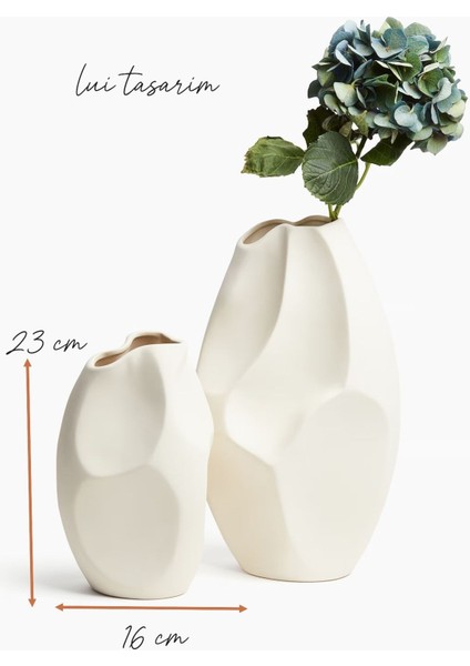 Vazo Seramik Krem Rengi Modern Xl Boy 23CM Avrupa Japandi Iskandinav Tarzı modelleri
