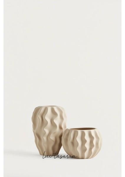 Krem Rengi Mat Seramik 2li Vazo Seti Stonware Büyük Boy Mona Vazo fiyatları
