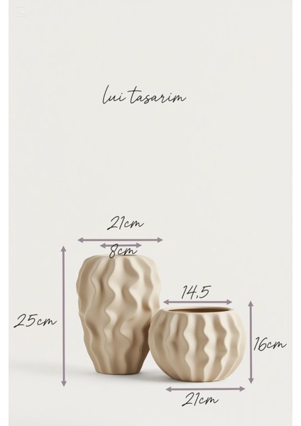 Krem Rengi Mat Seramik 2li Vazo Seti Stonware Büyük Boy Mona Vazo fırsatları
