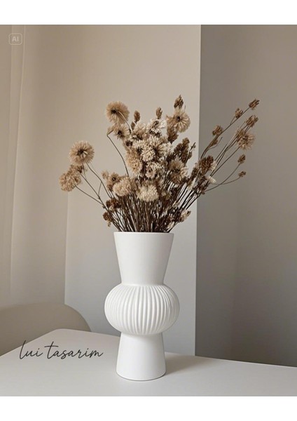 Uzun Beyaz Bohem Büyük Boy Seramik Nordic Tarz Beyaz Sade Iskandinav Tarzı Vazo Seramik 25CM fırsatları