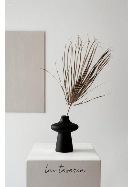 Bohem Yeni Tarz Siyah Sade Minimalist Iskandinav Tarzı Milone Vazo Seramik 21*18CM