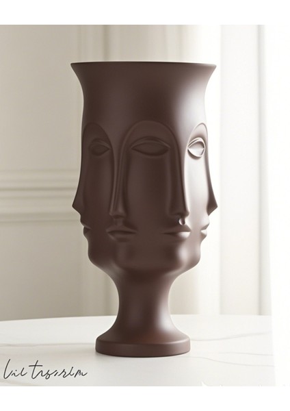 Kahverengi Ayaklı Vazo Trend Bohem Buddha Büyük Xl Boy 32 cm Seramik Kahverengi Vazo