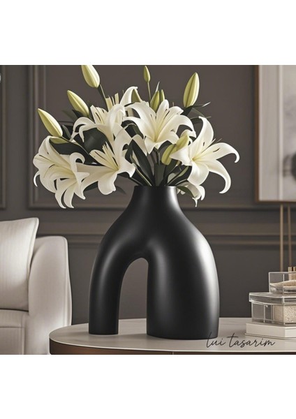 Nude Bohem Siyah Vazo Büyük Boy Seramik 28 cm -26 cm fırsatları