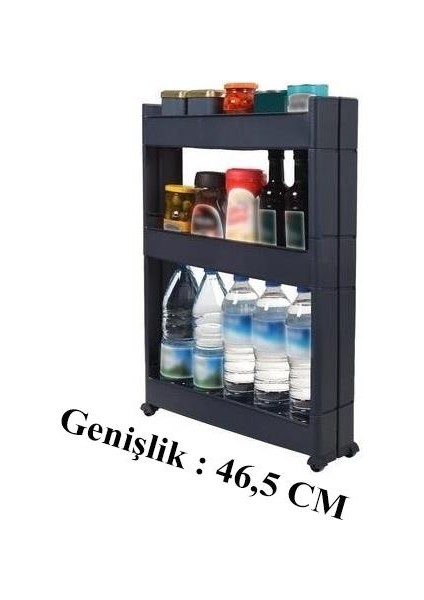 Slim Organizer 3 Katlı Plastik Banyo / Mutfak Düzenleyici Raf – Antrasit (49,5 × 14 × 80 Cm) fırsatları