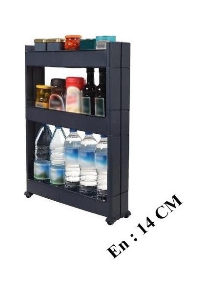 Slim Organizer 3 Katlı Plastik Banyo / Mutfak Düzenleyici Raf – Antrasit (49,5 × 14 × 80 Cm) indirimleri
