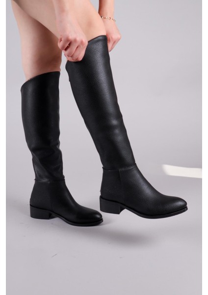 Shayla Önü Yüksek Düz Çizme Siyah