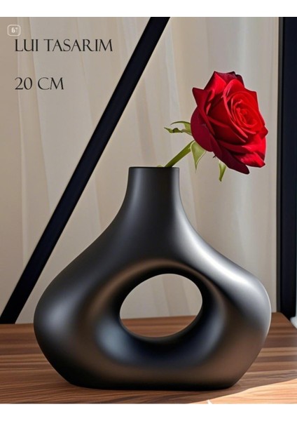 Siyah Zarif Iskandinav Tarzı Sade Seramik Mat Beyaz Vazo 20CM fiyatları