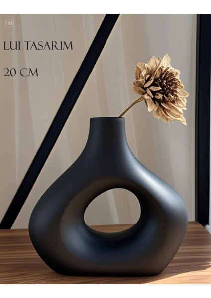 Siyah Zarif Iskandinav Tarzı Sade Seramik Mat Beyaz Vazo 20CM modelleri