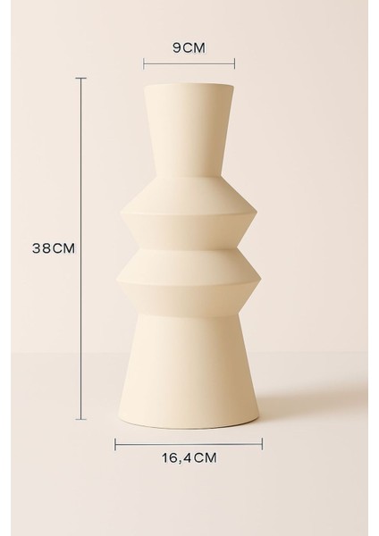 Krem Renk Vazo Seramik Xxl Boy El Yapımı Seramik Vazo 38 cm fiyatları