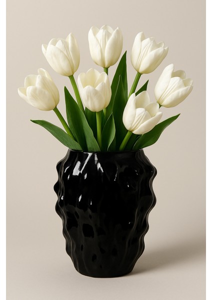 Siyah Renk Vazo Özel Tasarım Senyor Cam Vazo 25*10 cm fırsatları