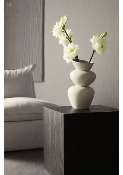 Krem Rengi Seramik Kaya Model 28 cm Vazo fırsatları