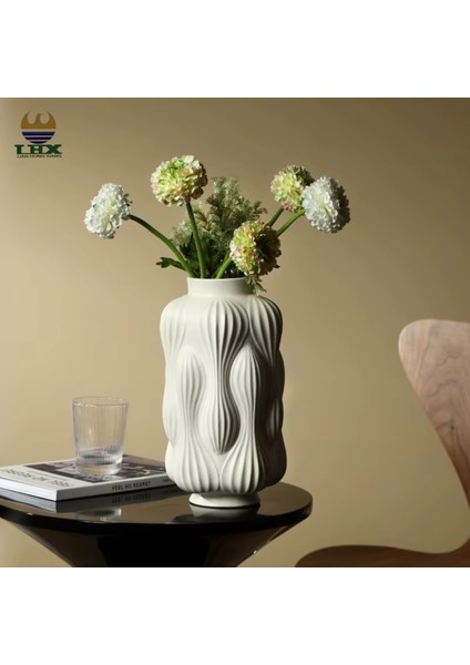 Modern Vazo Dekoratif Şık Iskandinac Nordic Tarz Seramik Xl Boy 30 cm Büyük Vazo