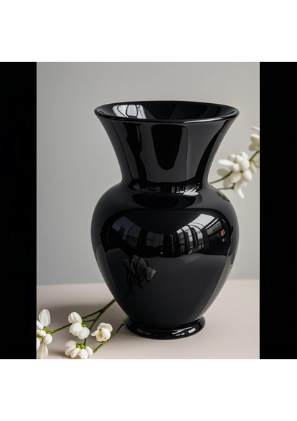 Siyah Dekoratif Şık Karaf Model Büyük Cam Vazo 27 cm fırsatları