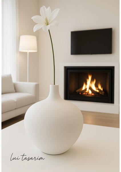 Beyaz Renk Luna Vazo Seramik El Yapımı Trend Iskandinav 19*22*3 cm Bohem Dekorasyon fırsatları