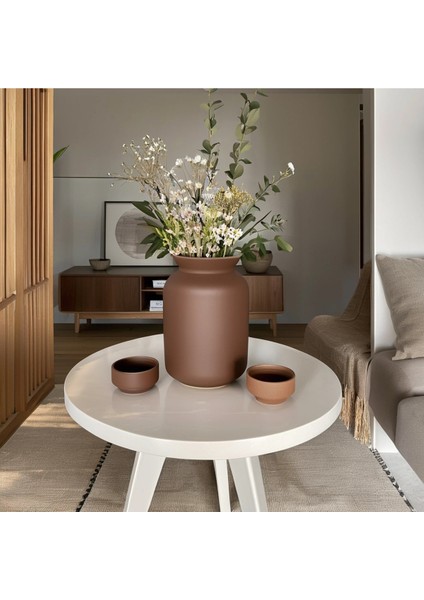 Sade Iskandinav Tarzı Trend Ahşap Dekor Kahverengi Seramik Vazo fiyatları
