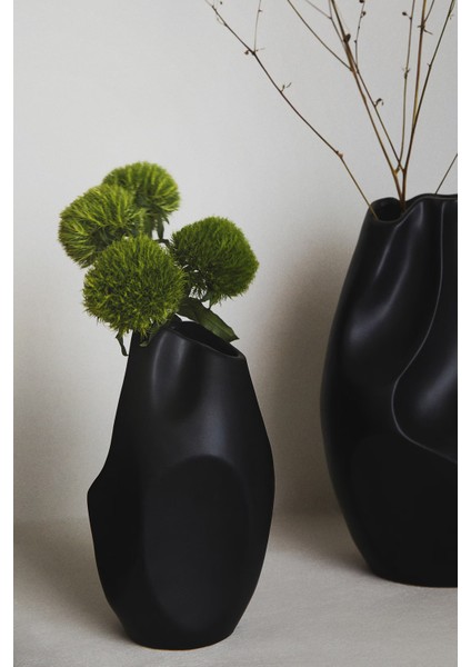 Vazo Seramik Siyah Renk Modern Xl Boy 23CM Avrupa Japandi Iskandinav Tarzı modelleri