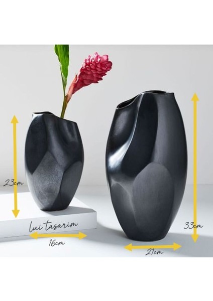 Vazo Seramik Siyah Renk Modern Xl Boy 23CM Avrupa Japandi Iskandinav Tarzı indirimleri