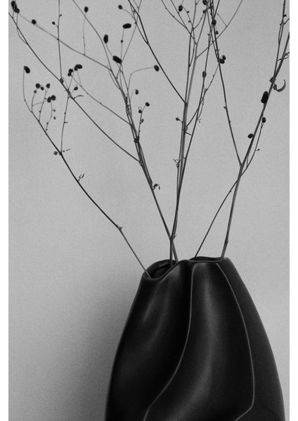 Vazo Seramik Siyah Renk Modern Xl Boy 23CM Avrupa Japandi Iskandinav Tarzı