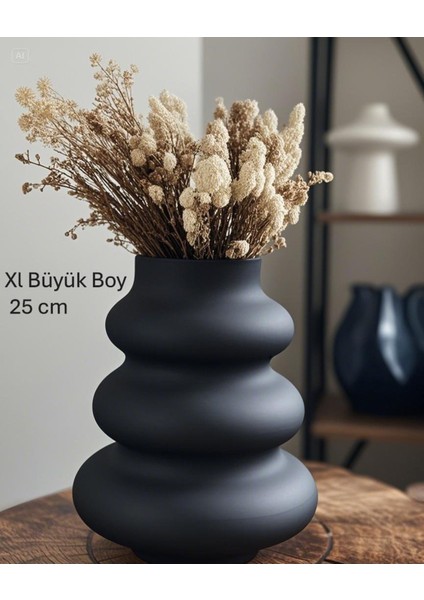 Siyah Bohem Xl Büyük Boy Seramik Nordic Tarz Siyah Sade Iskandinav Tarzı Twist Vazo Seramik 31*31CM modelleri