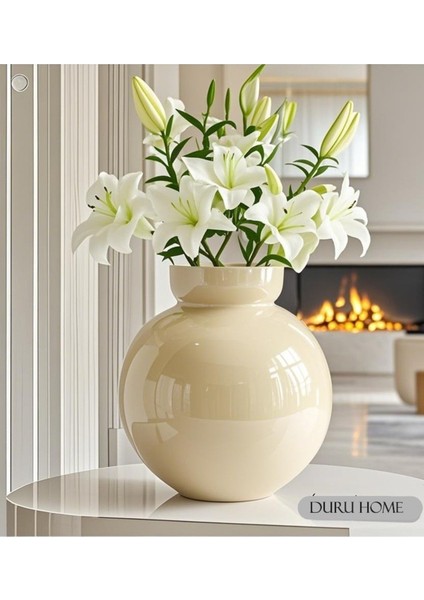 Dekoratif Özel Tasarım Modern Şık Krem Renk Vazo 22*24*11 modelleri