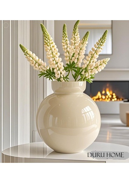 Dekoratif Özel Tasarım Modern Şık Krem Renk Vazo 22*24*11 fırsatları