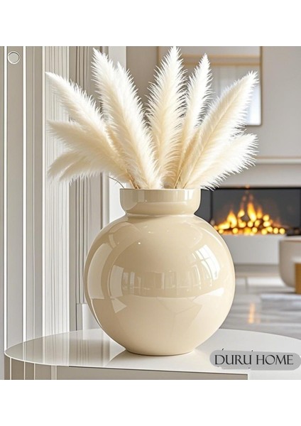 Dekoratif Özel Tasarım Modern Şık Krem Renk Vazo 22*24*11 indirimleri