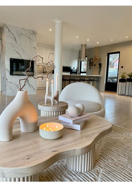 Nude Bohem Beyaz Vazo Büyük Boy Seramik 28 cm -26 cm