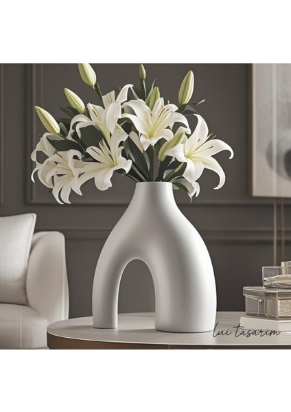 Nude Bohem Beyaz Vazo Büyük Boy Seramik 28 cm -26 cm fiyatları