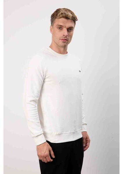 Basıc Beyaz Regular Fit Bisiklet Yaka