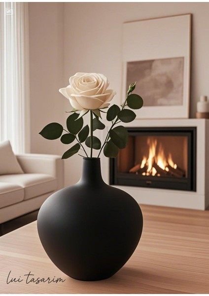 Siyah Renk Luna Vazo Seramik El Yapımı Trend Iskandinav 19*22*3 cm Bohem Dekorasyon fiyatları