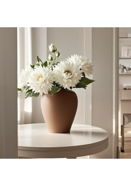 Iskandinav Tarzı 15 cm Bohem Trend Kahve Renk Seramik Sade Dekoratif 15 cm