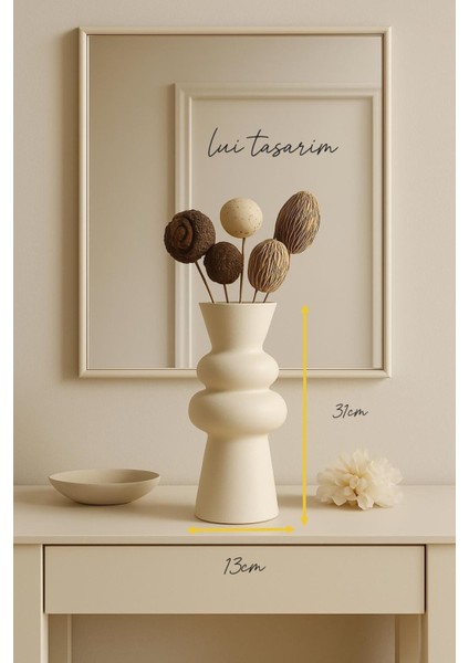 Krem Rengi Vazo Iskandinav Tarzı Modern Minimalist Sade Dekoratif 28 cm Vazo indirimleri