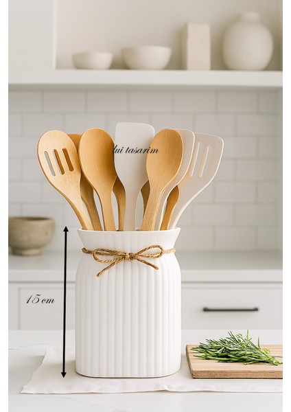 Seramik Tezgahüstü Kaşıklık 13,5 cm Mutfak Dekorasyon Beyaz fiyatları