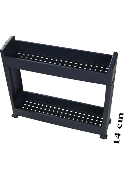 Slim Organizer 2 Katlı Plastik Banyo / Mutfak Düzenleyici Raf – Antrasit (49,5 × 14 × 45 Cm) fırsatları