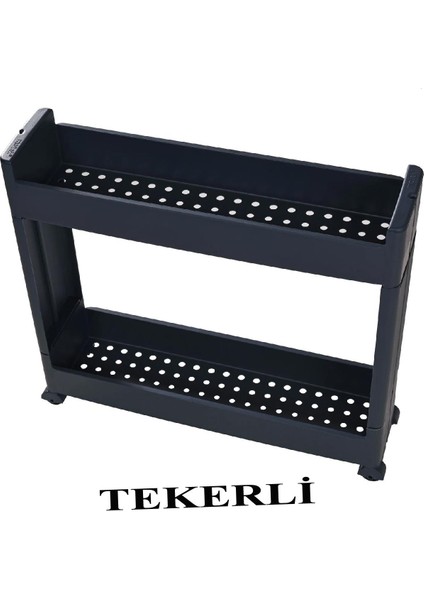 Slim Organizer 2 Katlı Plastik Banyo / Mutfak Düzenleyici Raf – Antrasit (49,5 × 14 × 45 Cm) indirimleri