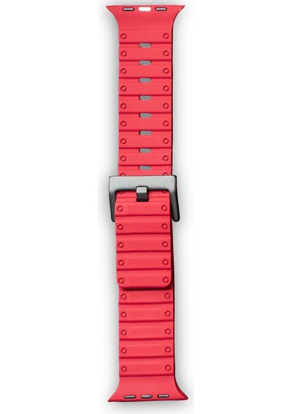 Apple Watch 42MM Magnus Mıknatıslı Silikon Kordon - Kırmızı