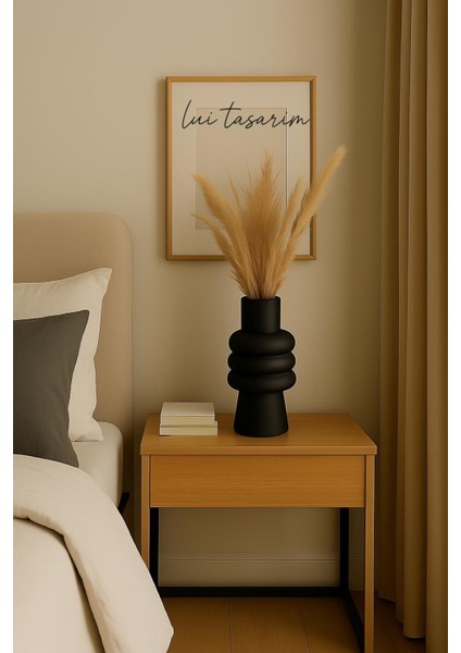 Siyah Zarif Seramik Vazo Meri Iskandinav Tarzı Modern Minimalist Sade Dekoratif 23 cm Vazo fiyatları