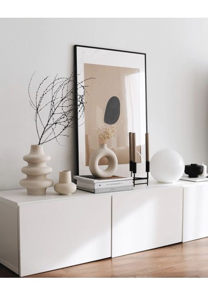 Krem Rengi Bohem Xl Büyük Boy Seramik Nordic Tarz Sade Iskandinav Tarzı Twist Vazo Seramik 25CM fiyatları