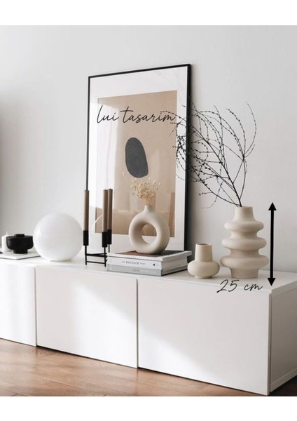 Krem Rengi Bohem Xl Büyük Boy Seramik Nordic Tarz Sade Iskandinav Tarzı Twist Vazo Seramik 25CM fırsatları