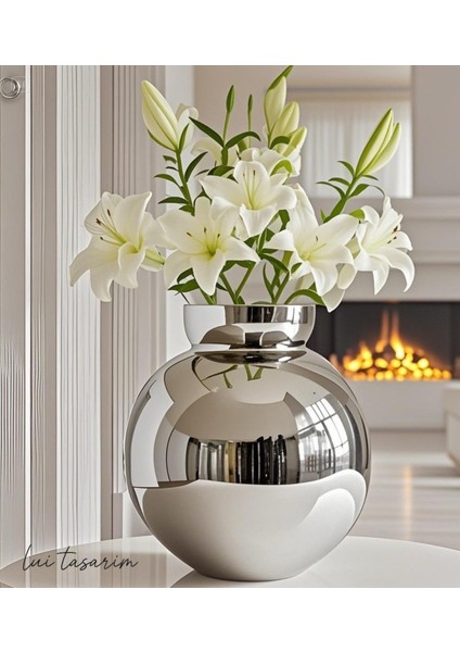 Ayna Renk Özel Tasarım Modern Sade Şık Zarif Ayna Vazo 22*24*11