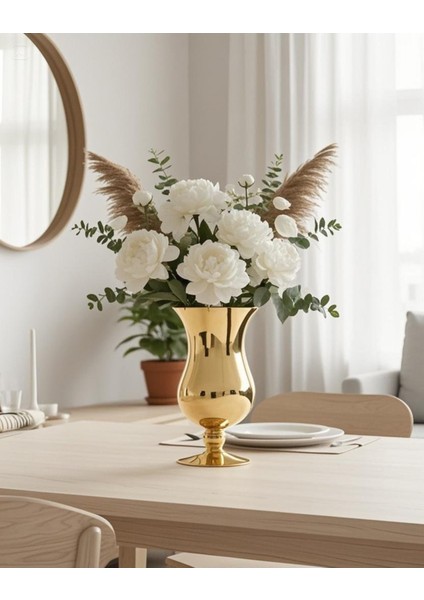 Cam Ayaklı Gold Avangard Lüks Vazo 30*20 Dekorasyon