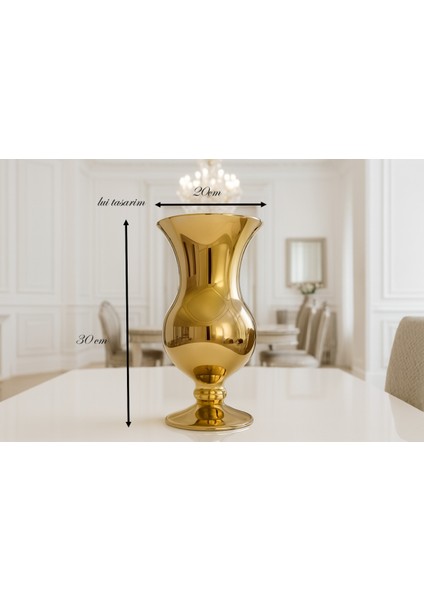 Cam Ayaklı Gold Avangard Lüks Vazo 30*20 Dekorasyon modelleri