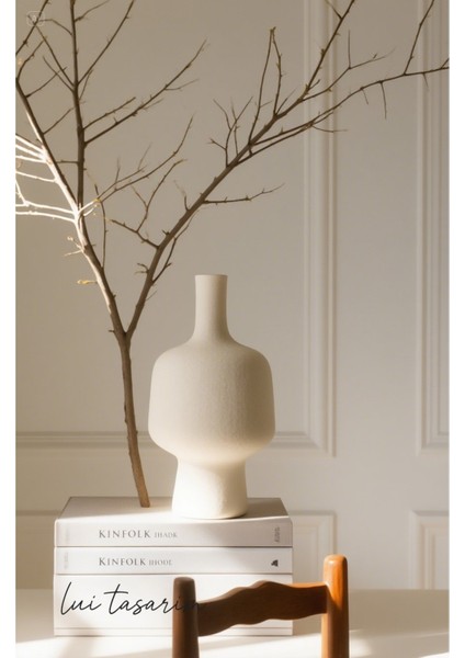 Krem Rengi Vazo Seramik Kendinden Doğal Dokulu 35 cm Vazo fiyatları